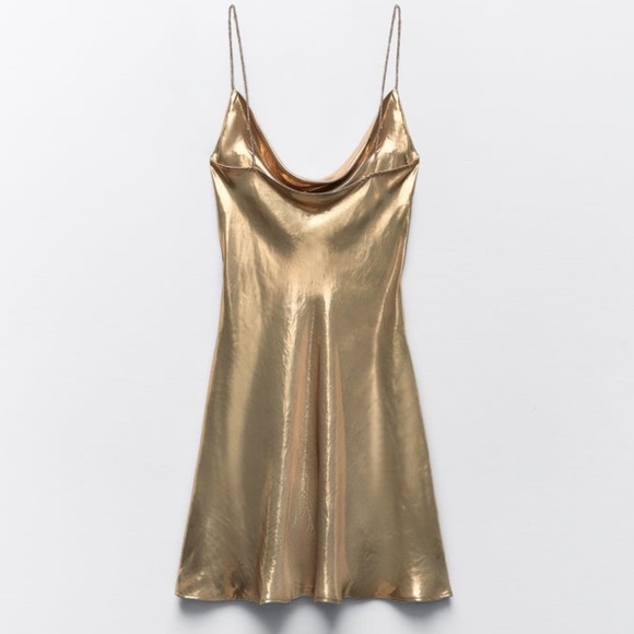 NEW Zara gold metallic dress - Picture 2 of 7